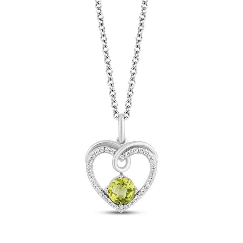 Main Image 1 of Hallmark Diamonds Peridot Heart Necklace 1/10 ct tw Sterling Silver 18&quot;