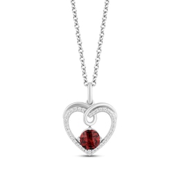 Hallmark Diamonds Garnet Heart Necklace 1/10 ct tw Sterling Silver 18&quot;