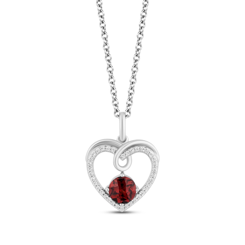 Main Image 1 of Hallmark Diamonds Garnet Heart Necklace 1/10 ct tw Sterling Silver 18&quot;