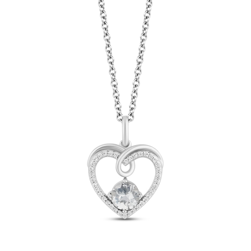 Hallmark Diamonds White Topaz Heart Necklace 1/10 ct tw Sterling Silver 18"