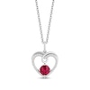 Thumbnail Image 0 of Hallmark Diamonds Lab-Created Ruby Heart Necklace 1/10 ct tw Sterling Silver 18"