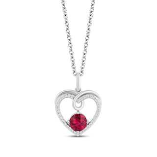 Hallmark Diamonds Lab-Created Ruby Heart Necklace 1/10 ct tw Sterling ...
