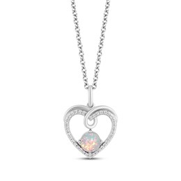 Hallmark Diamonds Lab-Created Opal Necklace 1/10 ct tw Sterling Silver 18&quot;