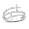 Thumbnail Image 1 of Diamond Cross Bypass Ring 1/4 ct tw Round-cut Sterling Silver