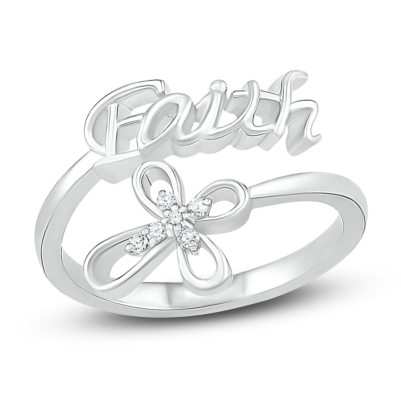 Main Image 1 of Diamond Faith Ring 1/20 ct tw Round-cut Sterling Silver