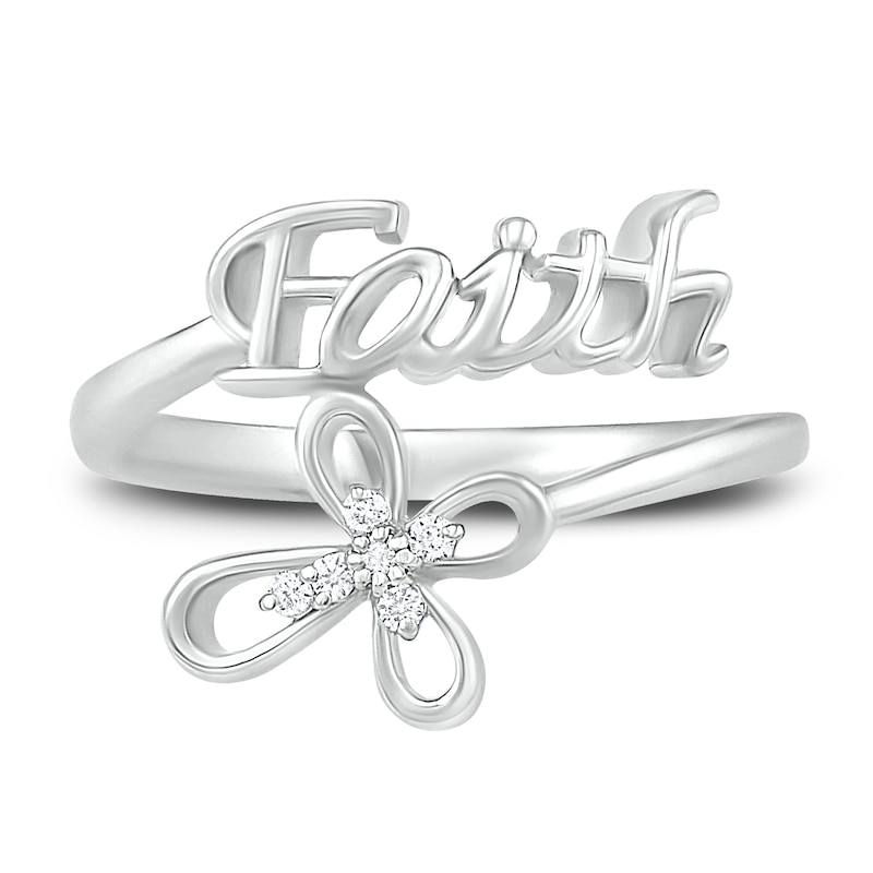 Main Image 2 of Diamond Faith Ring 1/20 ct tw Round-cut Sterling Silver