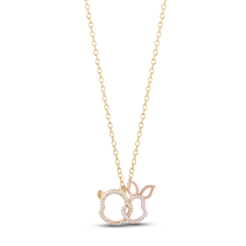 Main Image 1 of Disney Treasures Winnie the Pooh Diamond Necklace 1/6 ct tw 10K Two-Tone Gold 17&quot;