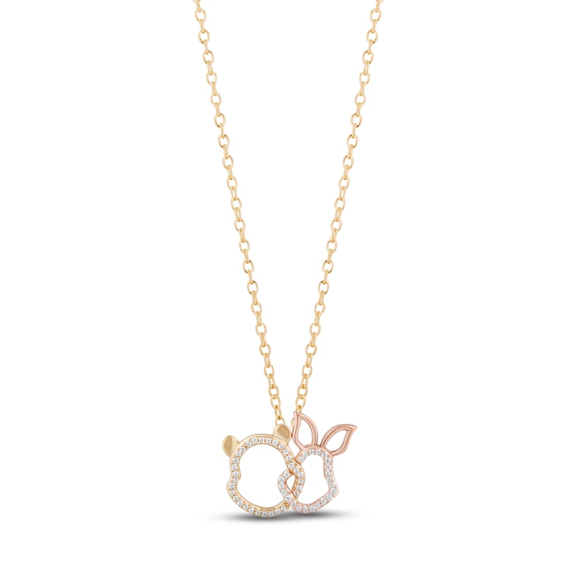 Disney Treasures Winnie the Pooh Diamond Necklace 1/6 ct tw 10K Two-Tone Gold 17"