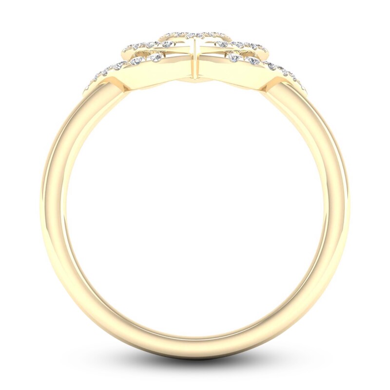 By Women For Women Diamond Lotus Flower Ring 1/5 ct tw Round-Cut 10K Yellow Gold