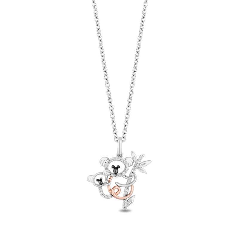 Hallmark Diamonds Koala Necklace 1/10 ct tw Sterling Silver & 10K Rose Gold 18"