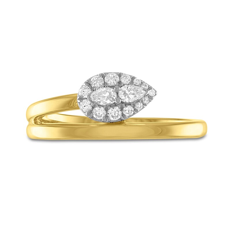 Forever Connected Diamond Bypass Ring 1/5 ct tw Pear & Round-Cut 10K Two-Tone Gold