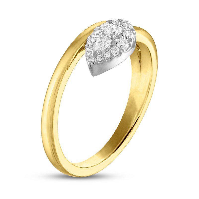 Forever Connected Diamond Bypass Ring 1/5 ct tw Pear & Round-Cut 10K Two-Tone Gold
