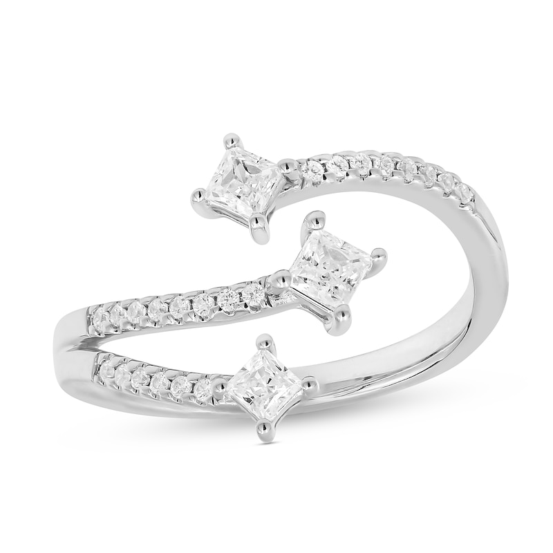Three-Stone Deconstructed Diamond Ring 1/2 ct tw Princess & Round-Cut 10K White Gold