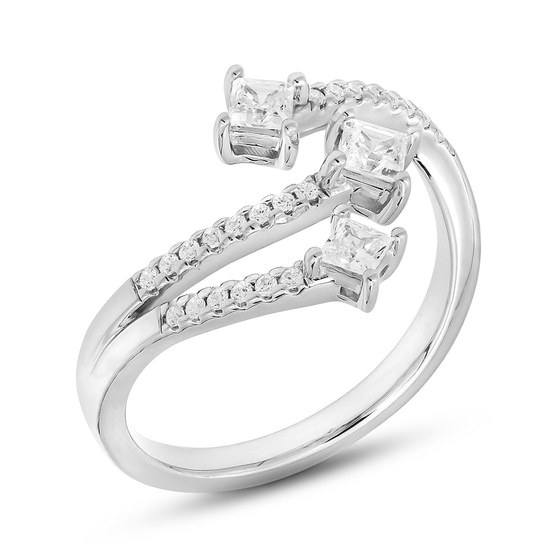 Main Image 2 of Three-Stone Deconstructed Diamond Ring 1/2 ct tw Princess & Round-Cut 10K White Gold
