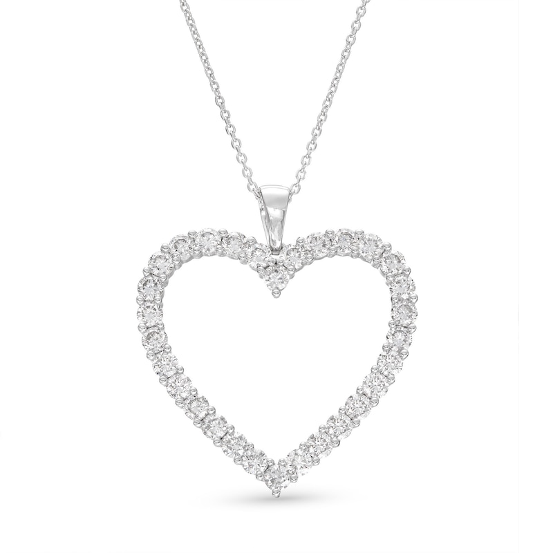 Lab-Created Diamonds by KAY Heart Necklace 1-1/2 ct tw Round-Cut 14K White Gold 18"