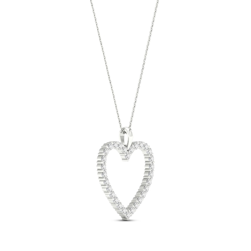 Diamond Heart Necklace 2 ct tw Round-cut 14K White Gold