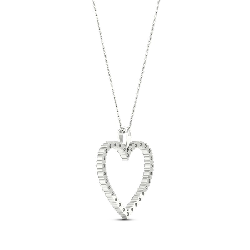 Diamond Heart Necklace 2 ct tw Round-cut 14K White Gold