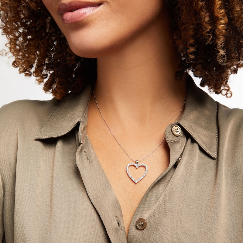 Main Image 5 of KAY Lab-Grown Diamonds Heart Necklace 1-1/2 ct tw Round-Cut 14K White Gold 18&quot;