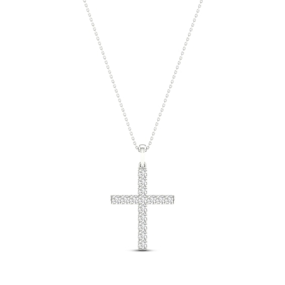 KAY Lab-Grown Diamonds Cross Necklace 1-1/2 ct tw 14K White Gold 18"