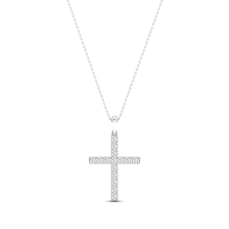 Main Image 1 of KAY Lab-Grown Diamonds Cross Necklace 1-1/2 ct tw 14K White Gold 18&quot;