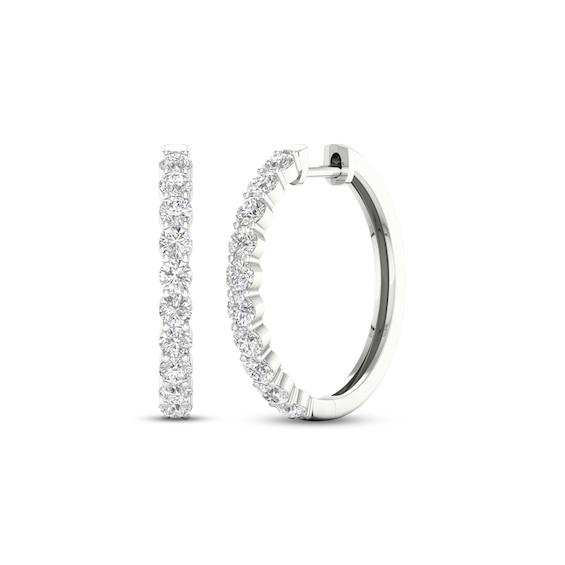 KAY Lab-Grown Diamonds Hoop Earrings 2 ct tw Round-Cut 14K White Gold