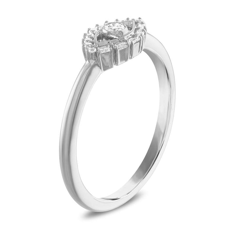 Main Image 3 of Diamond Evil Eye Ring 1/8 ct tw Round & Baguette 10K White Gold