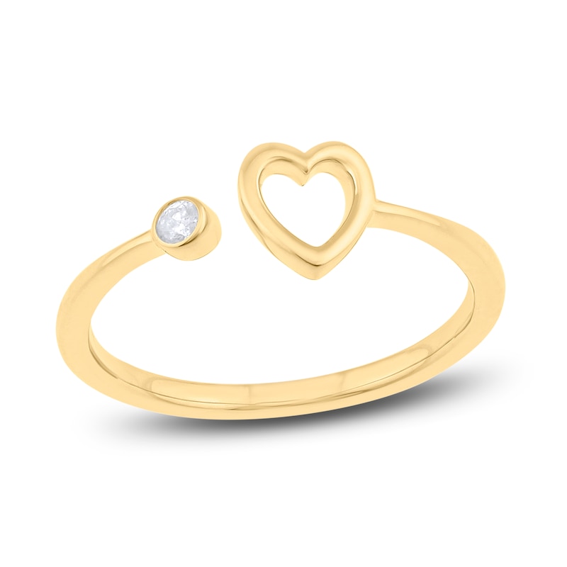 Diamond Accent Heart Deconstructed Ring Round-cut 10K Yellow Gold