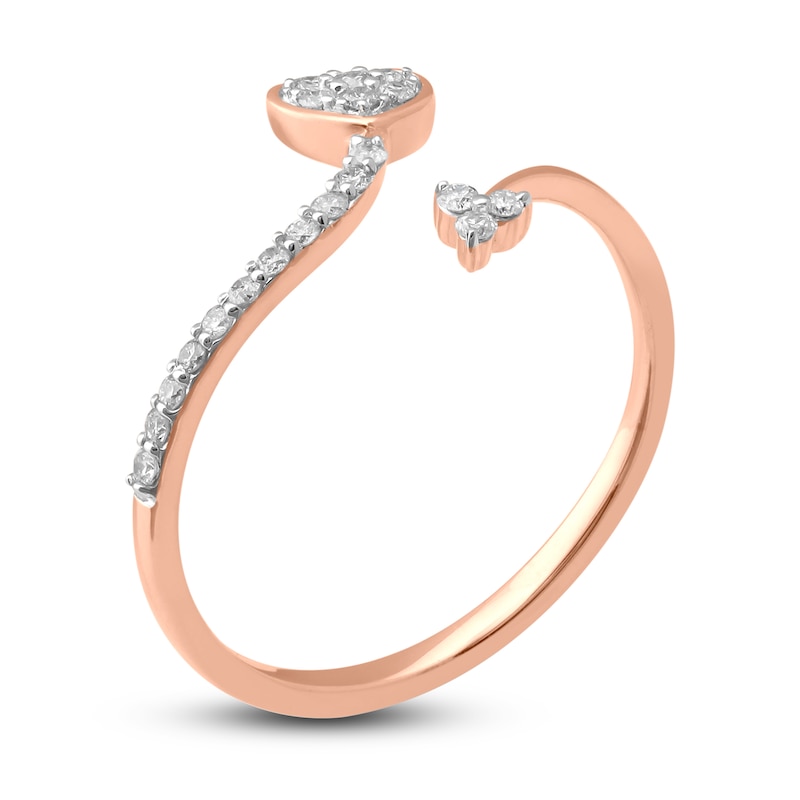 Main Image 2 of Diamond Heart Wrap Ring 1/5 ct tw Round-cut 10K Rose Gold