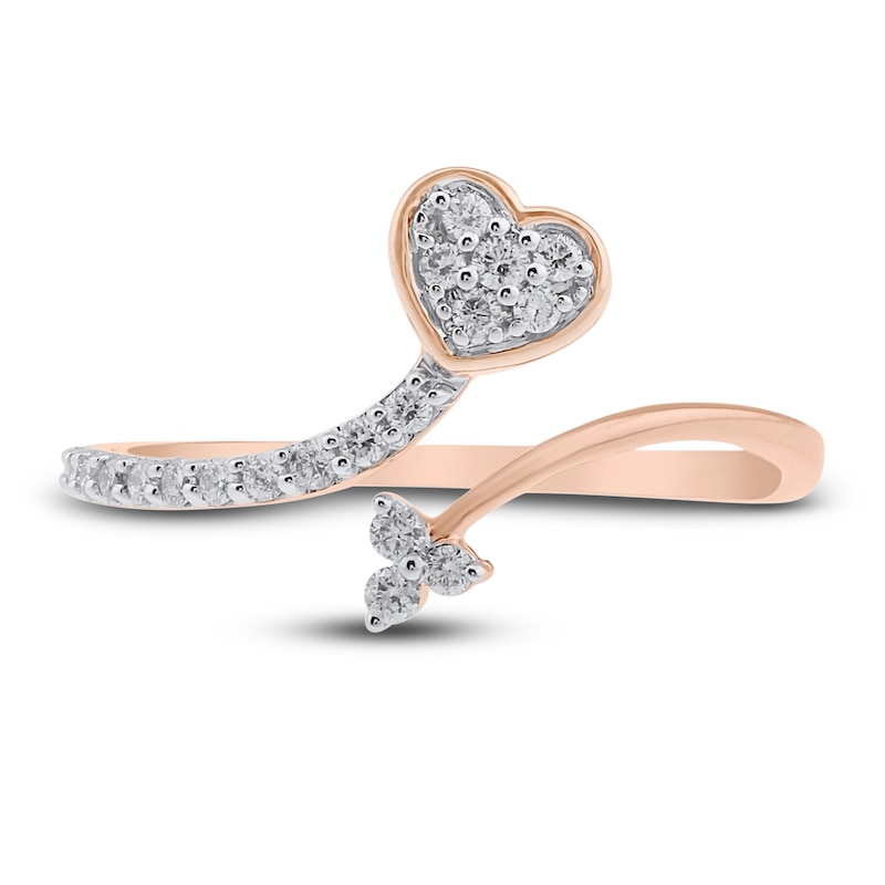Main Image 3 of Diamond Heart Wrap Ring 1/5 ct tw Round-cut 10K Rose Gold