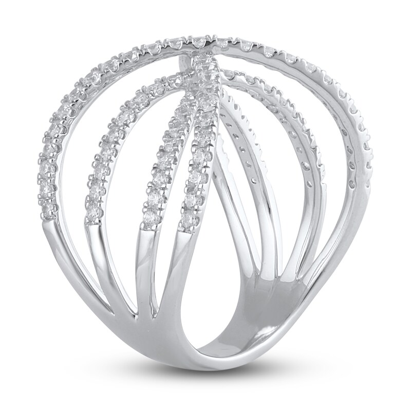 Crisscross Diamond Fashion Ring 1 ct tw Round-cut 10K White Gold