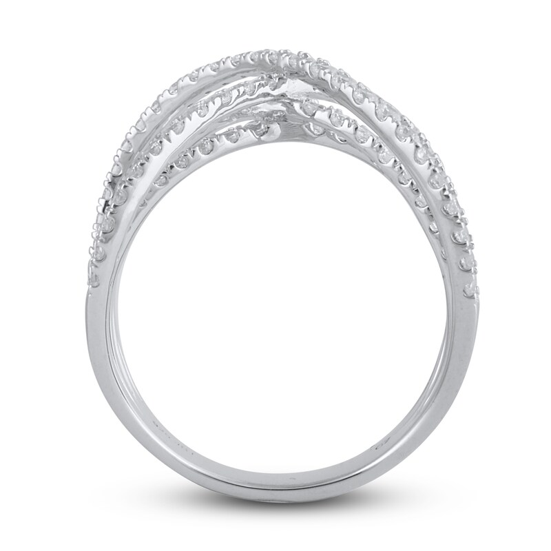 Crisscross Diamond Fashion Ring 1 ct tw Round-cut 10K White Gold