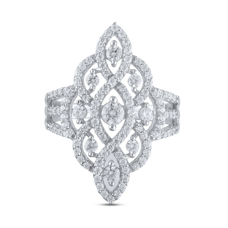 Main Image 3 of Diamond Lace Ring 1 ct tw Round-cut 10K White Gold