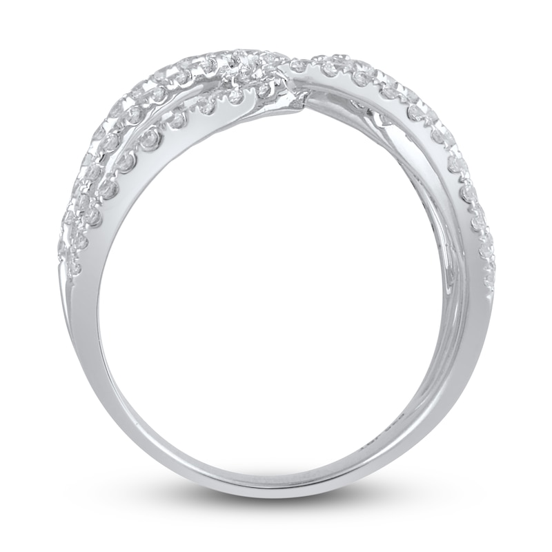 Main Image 3 of Crisscross Diamond Fashion Ring 1 ct tw Round-cut 10K White Gold