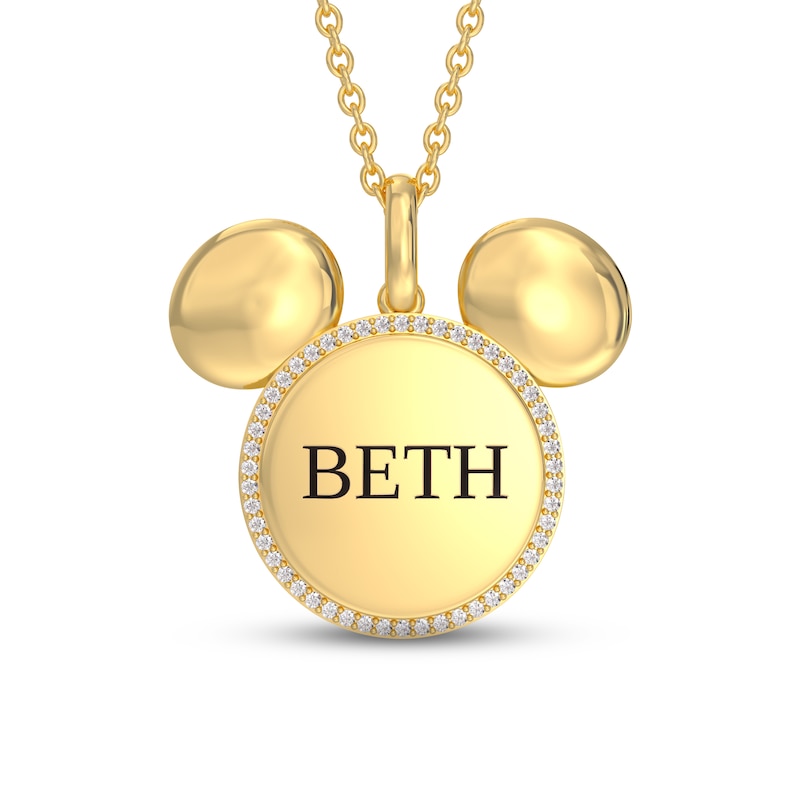 Disney Treasures Mickey Mouse Diamond Necklace 1/10 ct tw 10K Yellow Gold 17"