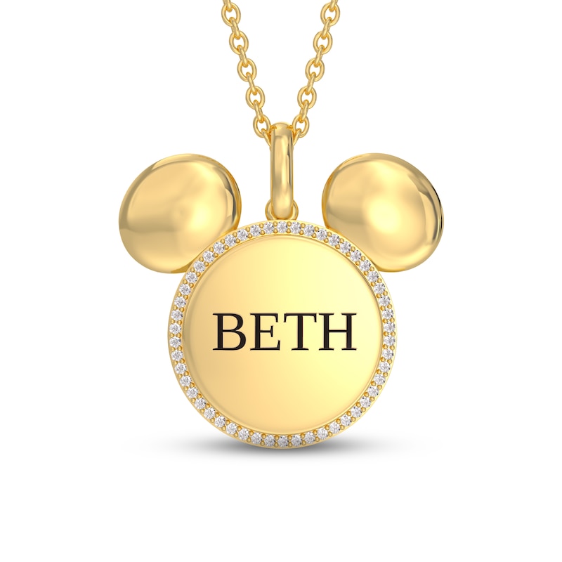 Main Image 1 of Disney Treasures Mickey Mouse Diamond Necklace 1/10 ct tw 10K Yellow Gold 17&quot;