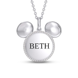 Disney Treasures Mickey Mouse Diamond Necklace 1/10 ct tw 10K White Gold 17"