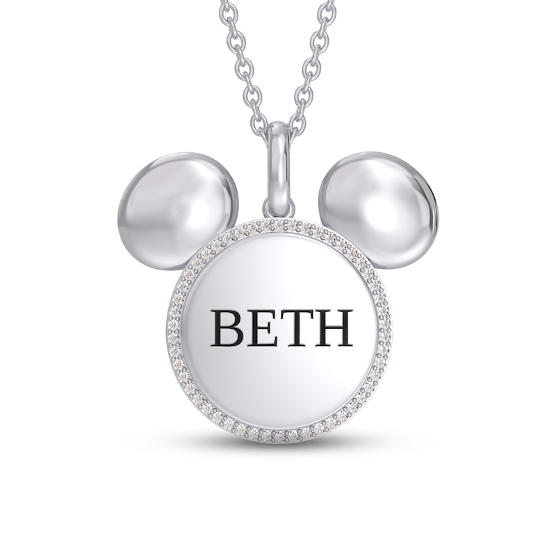 Disney Treasures Mickey Mouse Diamond Necklace 1/10 ct tw 10K White Gold 17"