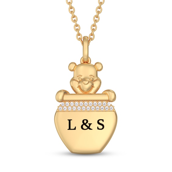 Disney Treasures Winnie the Pooh Diamond Necklace 1/20 ct tw 10K Yellow Gold 17"