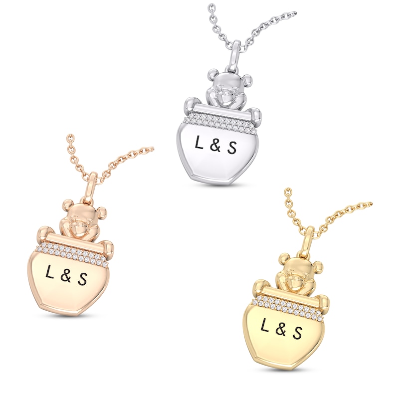 Disney Treasures Winnie the Pooh Diamond Necklace 1/20 ct tw 10K White Gold 17"