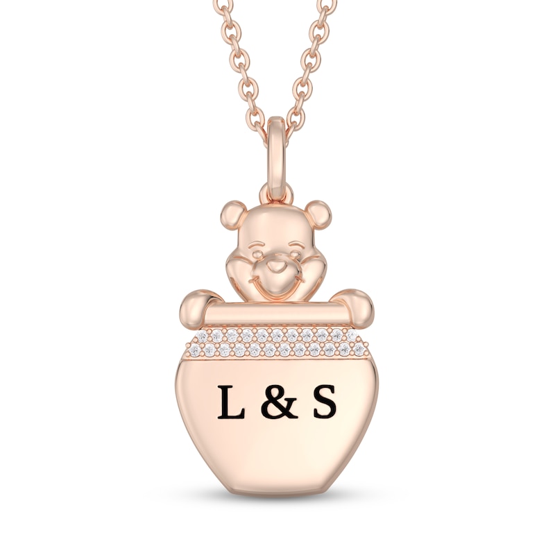Main Image 1 of Disney Treasures Winnie the Pooh Diamond Necklace 1/20 ct tw 10K Rose Gold 17&quot;