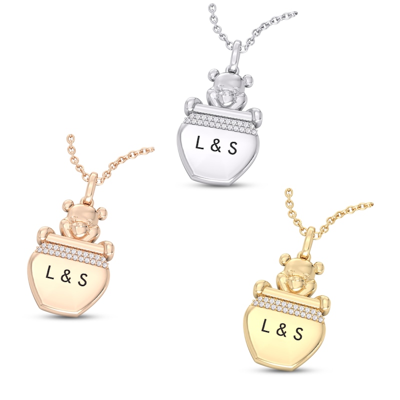 Disney Treasures Winnie the Pooh Diamond Necklace 1/20 ct tw 10K Rose Gold 17"