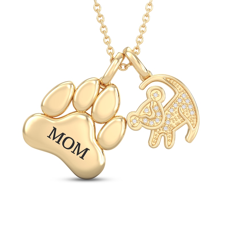 Disney Treasures The Lion King Diamond Necklace 1/20 ct tw 10K Yellow Gold 17"