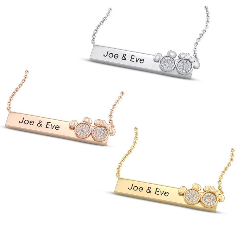 Main Image 2 of Disney Treasures Mickey & Minnie Mouse Diamond Necklace 1/15 ct tw 10K Yellow Gold 17&quot;