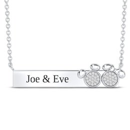Disney Treasures Mickey & Minnie Mouse Diamond Necklace 1/15 ct tw 10K White Gold 17"