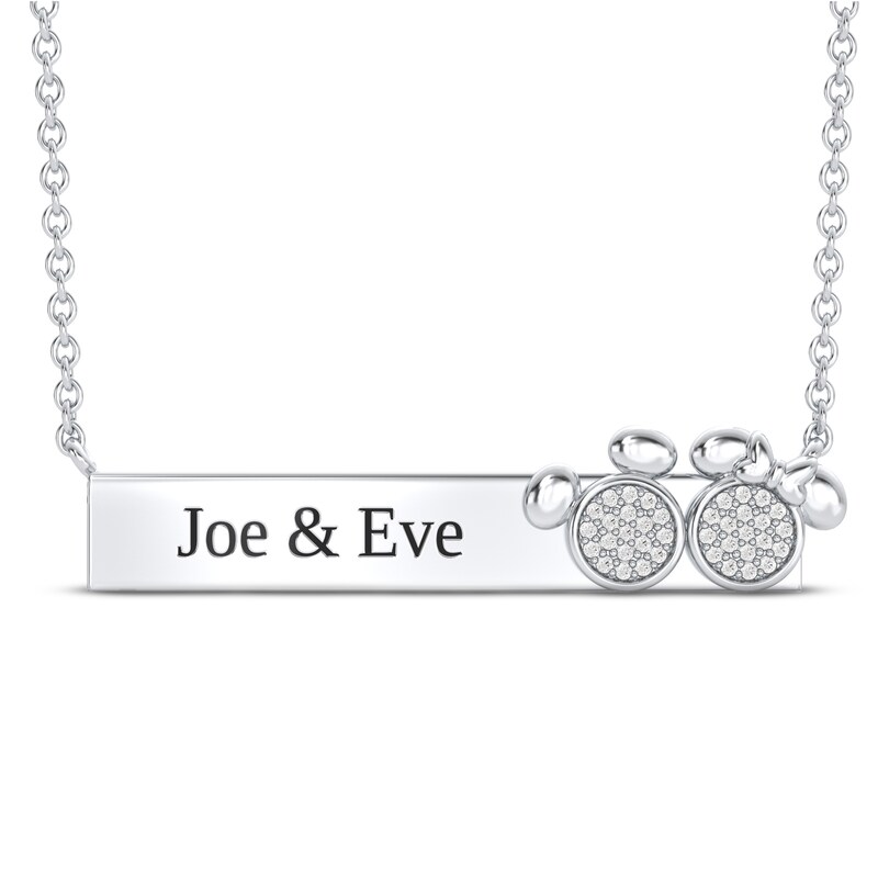 Main Image 1 of Disney Treasures Mickey & Minnie Mouse Diamond Necklace 1/15 ct tw 10K White Gold 17&quot;