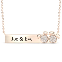 Disney Treasures Mickey & Minnie Mouse Diamond Necklace 1/15 ct tw 10K Rose Gold 17"