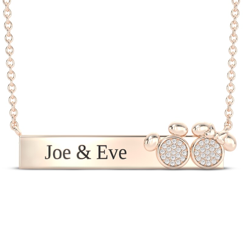 Main Image 1 of Disney Treasures Mickey & Minnie Mouse Diamond Necklace 1/15 ct tw 10K Rose Gold 17&quot;
