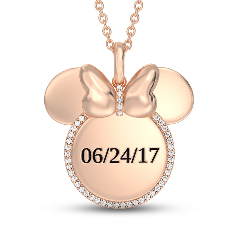 Main Image 1 of Disney Treasures Minnie Mouse Diamond Necklace 1/10 ct tw 10K Rose Gold 17&quot;