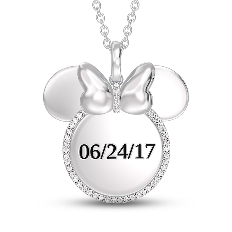 Disney Treasures Minnie Mouse Diamond Necklace 1/10 ct tw 10K White Gold 17"