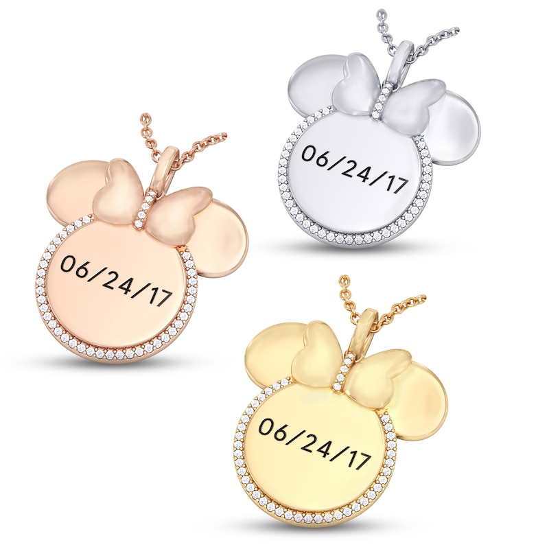 Disney Treasures Minnie Mouse Diamond Necklace 1/10 ct tw 10K White Gold 17"